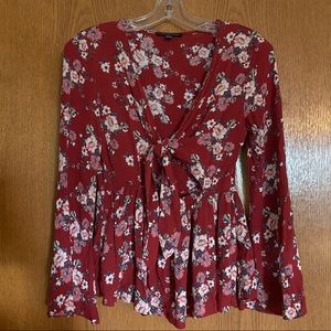 American Eagle Red Floral Top